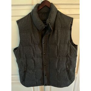 Lands End Mens Gray Wool Down  Blend Puffer Vest Sz L
